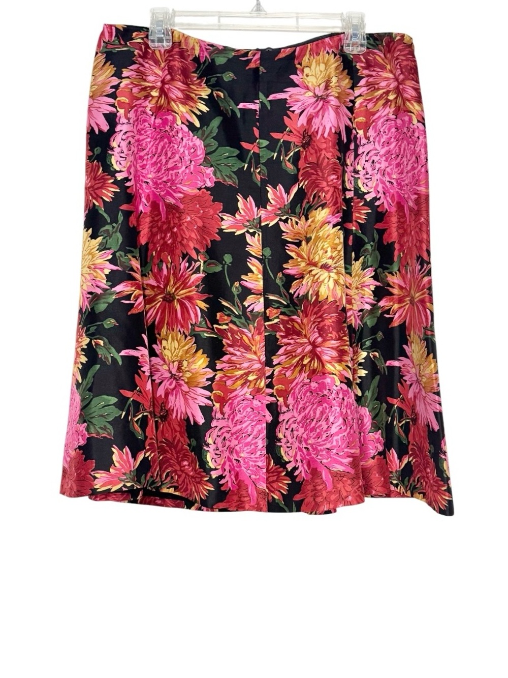 Talbots Silk A-Line Skirt with Pink & Yellow Floral Print